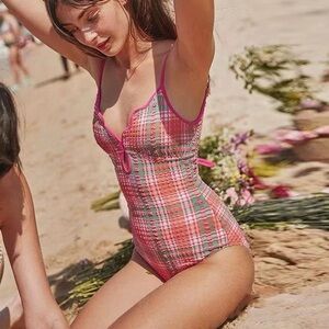 Plaid One-Piece Swimsuit